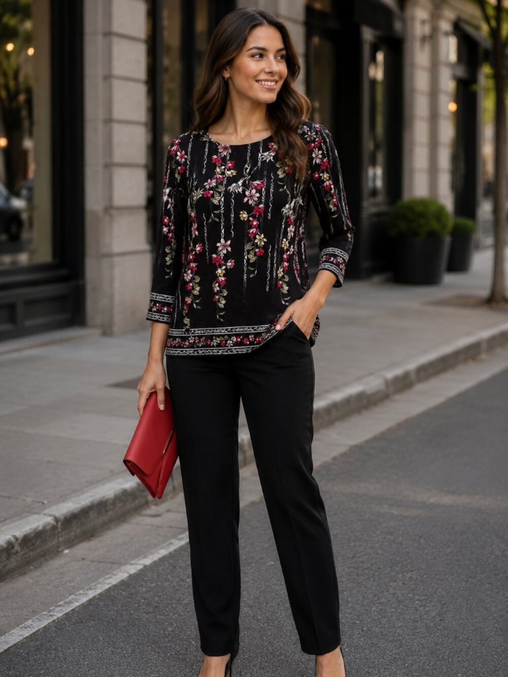 JM Collection Floral Top